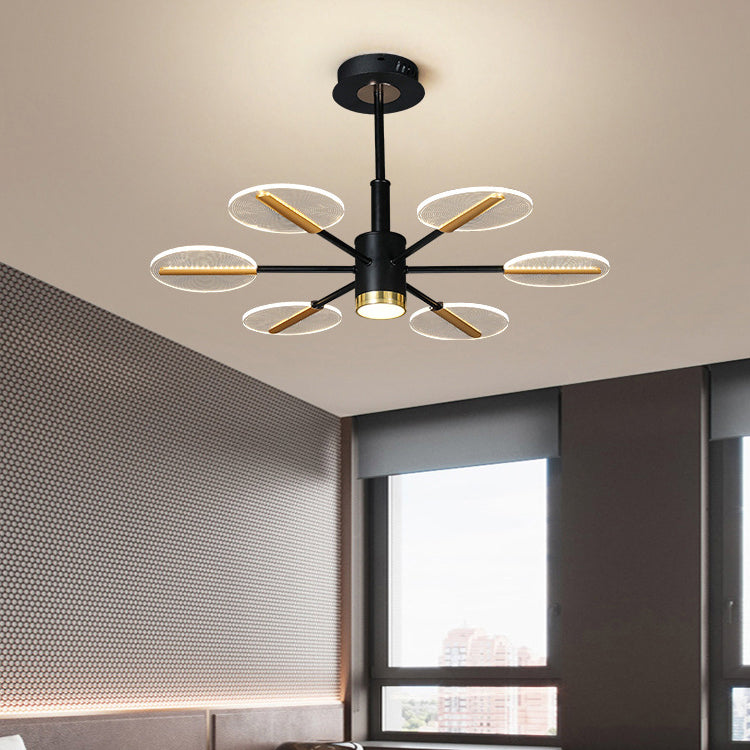 Contemporary Scandinavian Branch Round Iron Acrylic LED Chandelier For Living Room