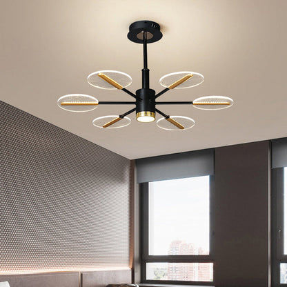 Contemporary Scandinavian Branch Round Iron Acrylic LED Chandelier For Living Room