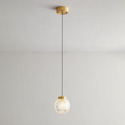Nordic Light Luxury Striped Glass Round Ball Ring 1-Light Pendant Light