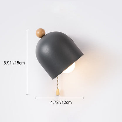 مصباح حائطي بسيط من Nordic Dome Shadow مزود بحبل سحب خشبي وضوء واحد 