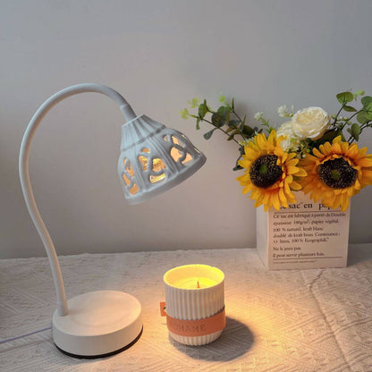 European Style Hollow Round Design Metal 1-Light Melting Wax Table Lamp