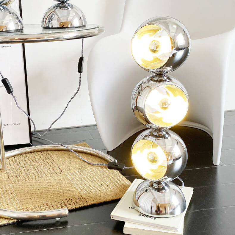Nordic Minimalist Chrome Metal Orb 1/2/3 Light Table Lamp
