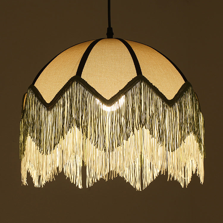 Traditional Vintage Flower Shaped Fabric Iron 1-Light Pendant Light For Living Room