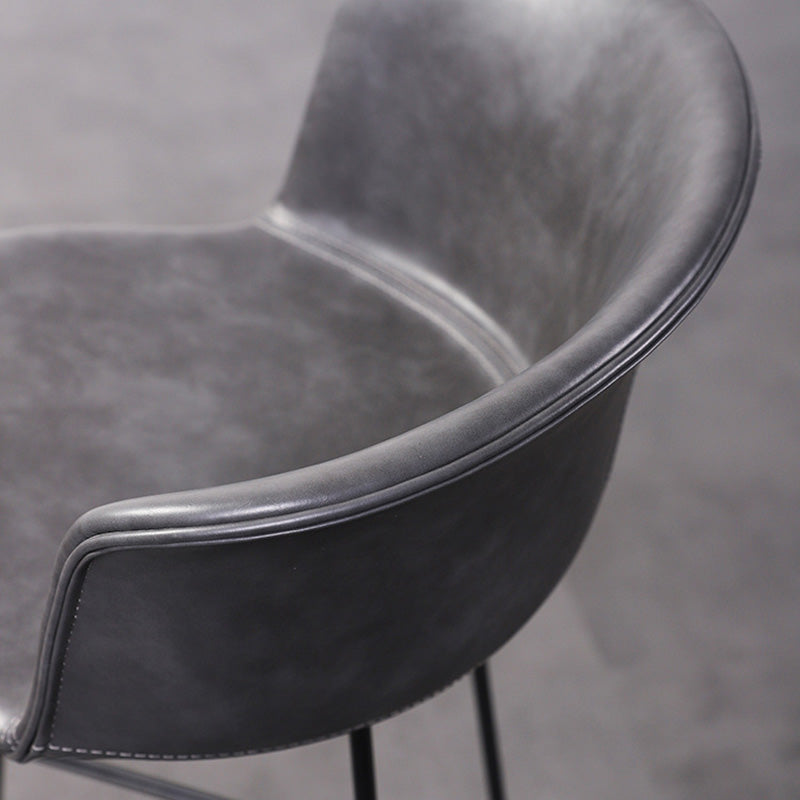 Contemporary Retro Square Saddle Leather Stainless Steel Bar Stool Backrest Footrest For Dining Room