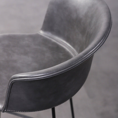 Contemporary Retro Square Saddle Leather Stainless Steel Bar Stool Backrest Footrest For Dining Room