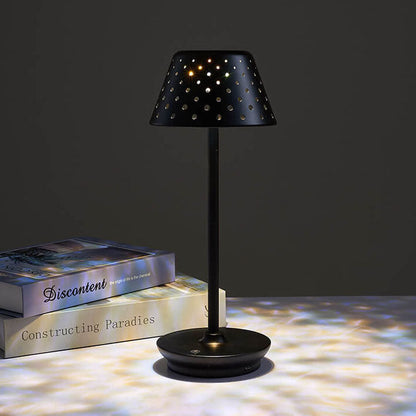 Modern Minimalist Perforated Wrought Iron USB Power-on LED Table Lamp