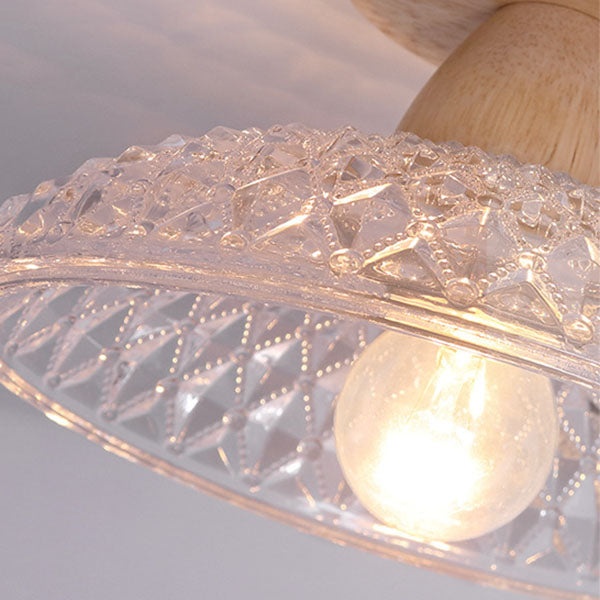 Japanese Minimalist Log Glass 1-Light Semi-Flush Mount Light