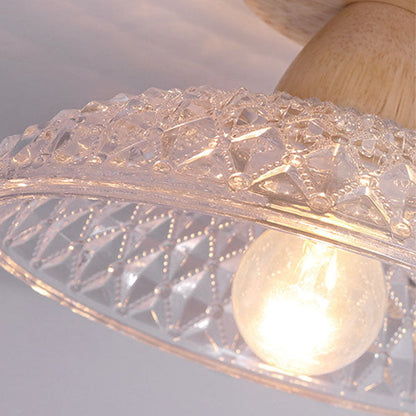 Japanese Minimalist Log Glass 1-Light Semi-Flush Mount Light