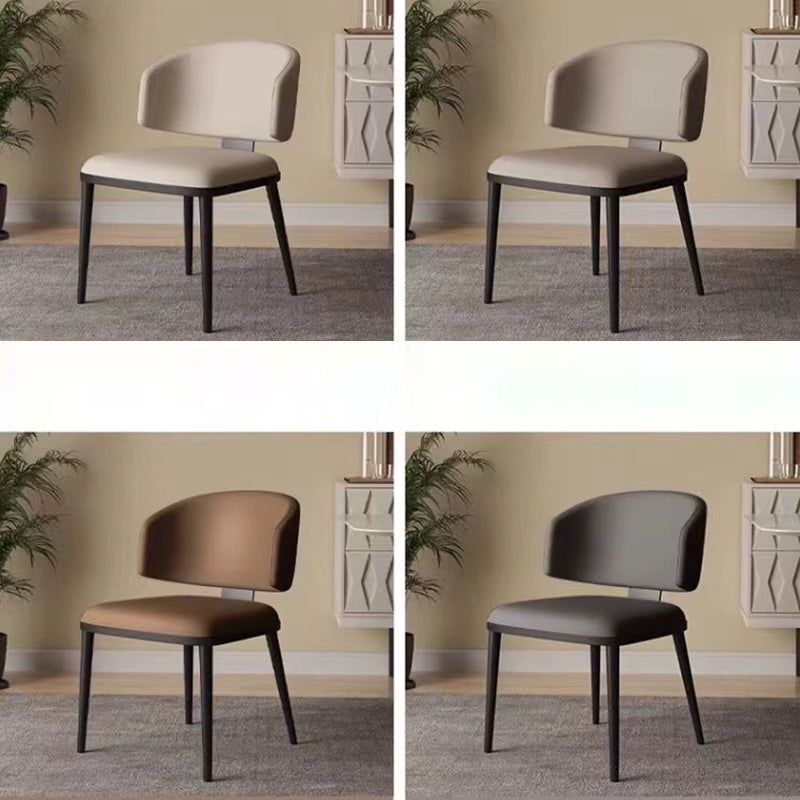 Modern Minimalist Synthetic leather Iron Sponge Square Dining Chair Backrest For Dining Room