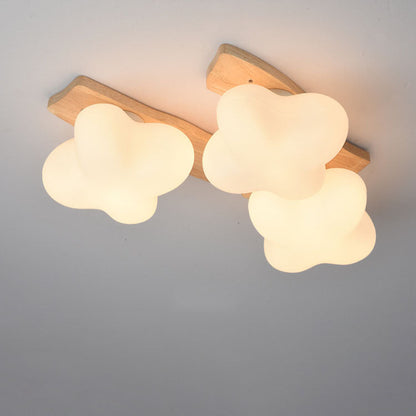 Japanese Cream Logs Cloudy Plum 3/5 Light Flush Mount Ceiling Light