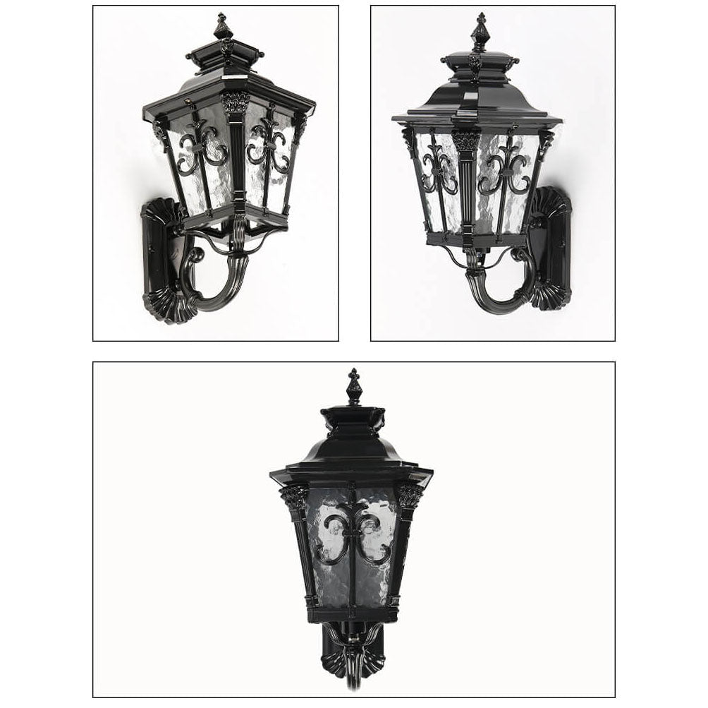 Europe Retro Black Die-Cast Aluminum Glass Outdoor Indoor 1-Light Wall Sconce Lamp