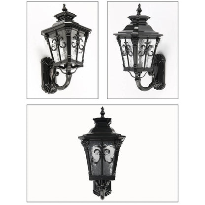 Europe Retro Black Die-Cast Aluminum Glass Outdoor Indoor 1-Light Wall Sconce Lamp