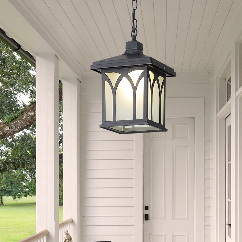 Traditional European Solar Waterproof Aluminum Glass Cubic Pane LED Pendant Light For Garden