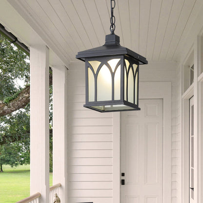 Traditional European Solar Waterproof Aluminum Glass Cubic Pane LED Pendant Light For Garden