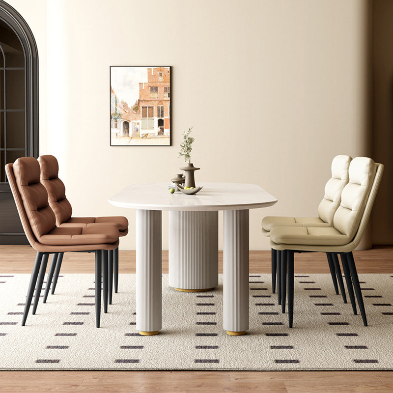 Modern Minimalist Rectangular Microfiber Leather Carbon Steel Dining Chair Backrest Armless For Dining Room