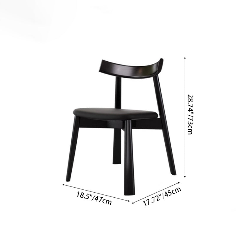 Contemporary Nordic Square Upholstered Curved Microfiber Leather Wood Dining Chair Backrest For Dining Room
