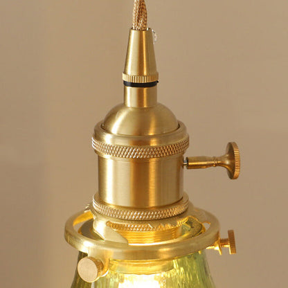 Nordic Vintage Clear Round Drum Copper 1-Light Pendant Light