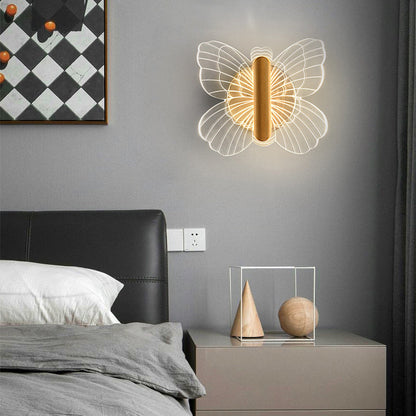 Contemporary Luxury Hardware Acrylic Butterfly LED Wall Sconce Lamp For Bedroom