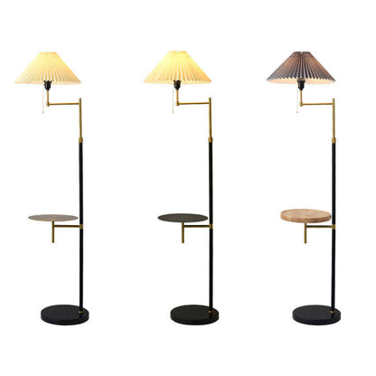 Nordic Light Luxury Pleated Fabric Marble 1-Light Standing Floor Lamp