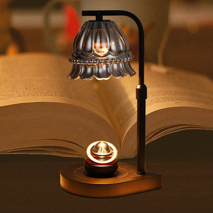 Modern Art Deco Flower Type Wooden Glass 1-Light Melting Wax Table Lamp For Bedroom