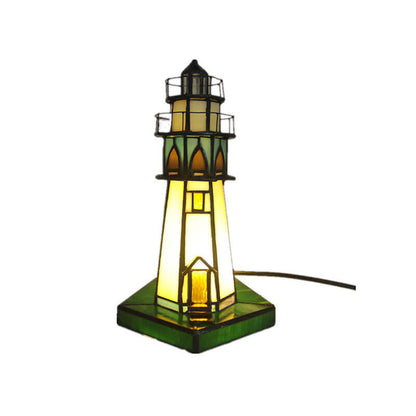 Tiffany Creative Tower Light Stained Glass 1-Light Table Lamp