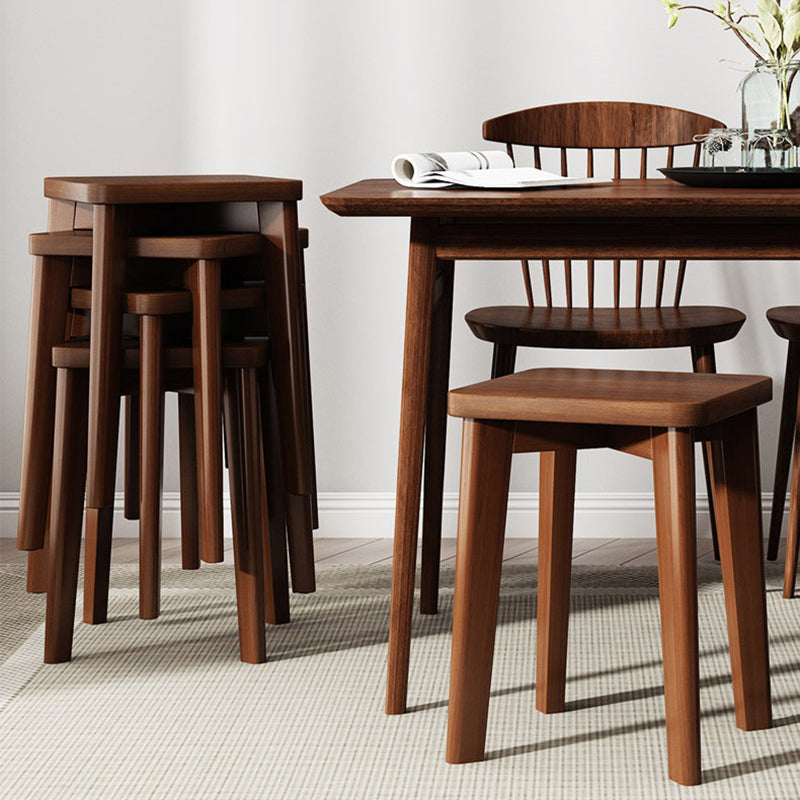 Modern Minimalist Square Upholstered Wood Technology Cloth Faux Leather Dining Chair Backless For Dining Room