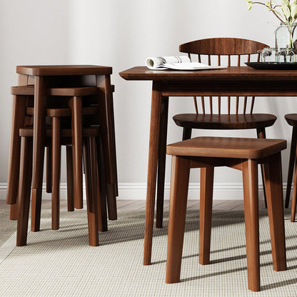 Modern Minimalist Square Upholstered Wood Technology Cloth Faux Leather Dining Chair Backless For Dining Room