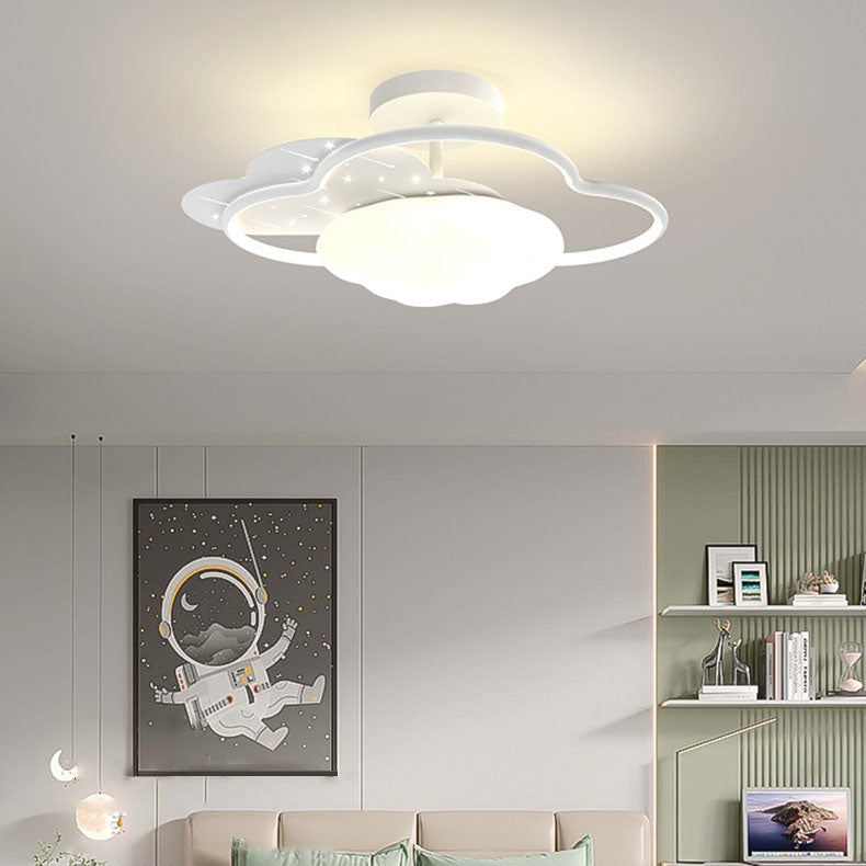 Modern Cream Clouds Iron Acrylic LED Semi-Flush Mount Ceiling Light