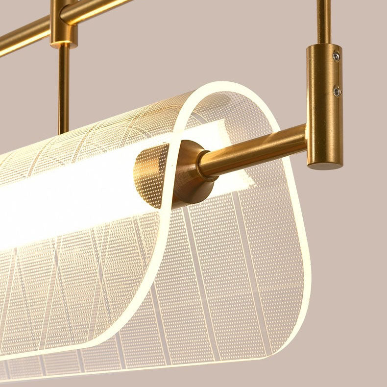 Modern Luxury Acrylic Iron Long Strip LED Island Light Pendant Light For Dining Room