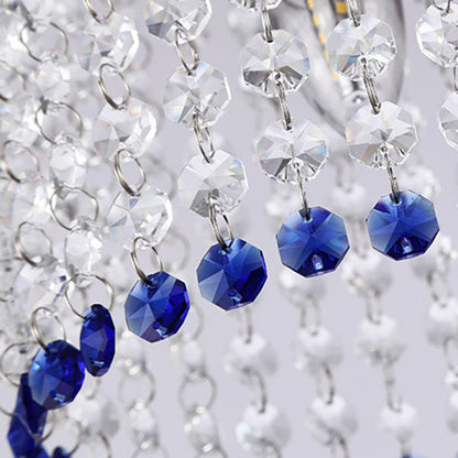 Modern Minimalist Crystal Bead Curtain Round 1-Light Semi-Flush Mount Ceiling Light