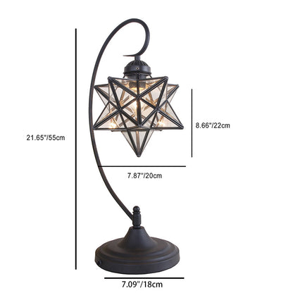 Contemporary Creative Pentagram Iron Glass 1-Light Table Lamp For Bedroom