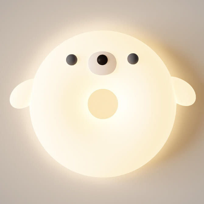 Adorable Cream Style Cartoon Seal LED Kids Flush Mount Ceiling Light