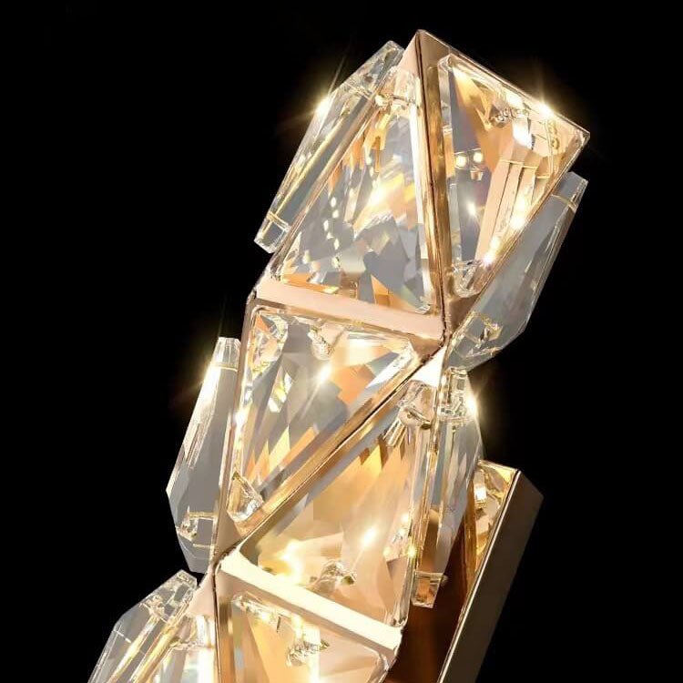 مصباح حائط LED عصري فاخر من الكريستال الذهبي مع نسيج الماس 