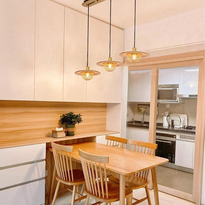 Industrial Simple Light Luxury Wooden Disc 1/2/3-Light Island Light Chandelier
