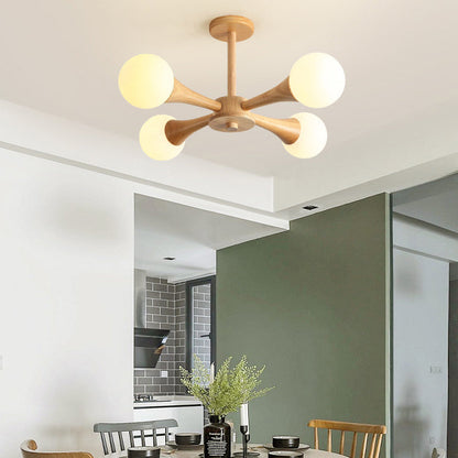 Japanese Log Fork 3/4/5-Light Semi-Flush Mount Light