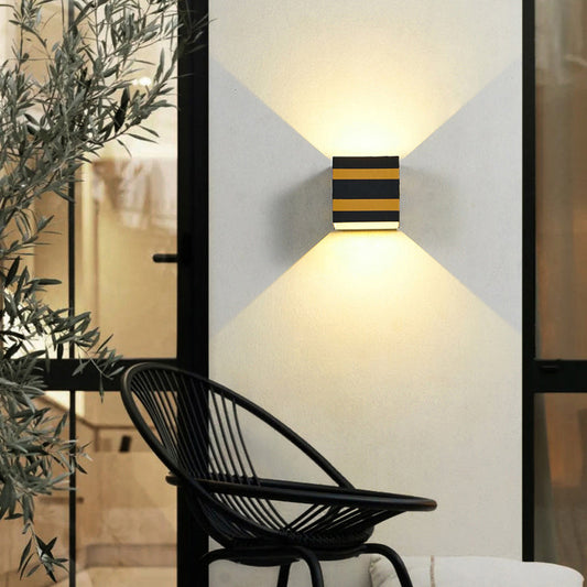 Outdoor Minimalist Square Cube Aluminum Waterproof LED Wall Sconce Lamp