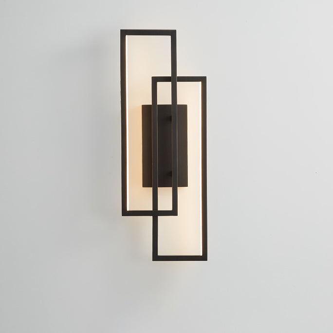 Modern Mid-century All Copper Rectangular Geometric LED Wall Sconce Lamp For Bedside