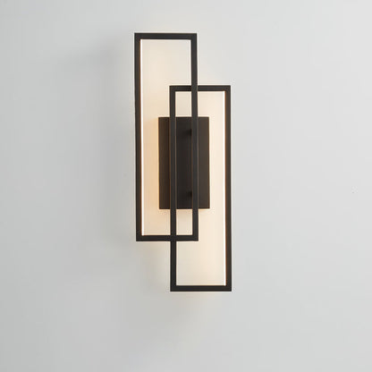 Modern Mid-century All Copper Rectangular Geometric LED Wall Sconce Lamp For Bedside