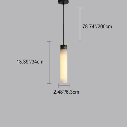 Modern Luxury Marble Column Brass 1-Light Pendant Light