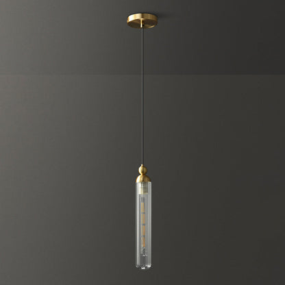 Contemporary Simplicity Brass Glass Strip 1-Light Pendant Light For Living Room