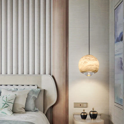 Contemporary Scandinavian Brass Aluminum Marble Ball LED Pendant Light For Bedside