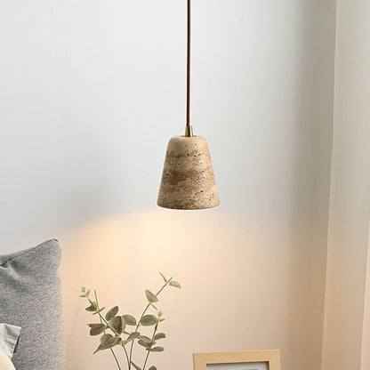 Japanese Style Stone Column Cone 1-Light Pendant Light