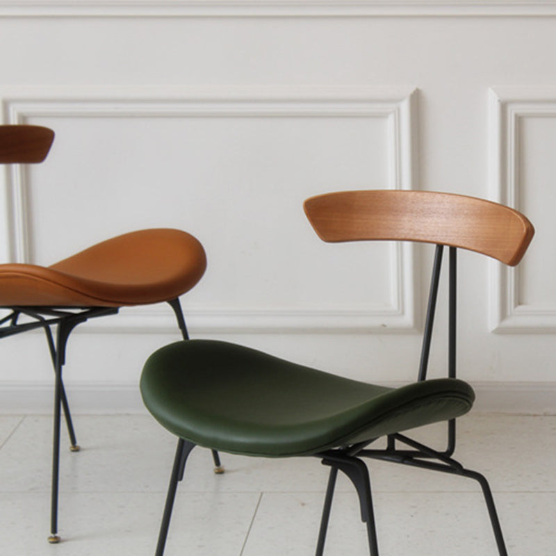 Contemporary Industrial Ant Arch Wood Rebar PU Leather Fabric Sponge Dining Chair Backrest For Dining Room