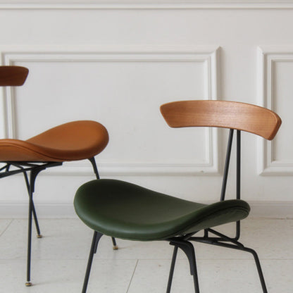 Contemporary Industrial Ant Arch Wood Rebar PU Leather Fabric Sponge Dining Chair Backrest For Dining Room