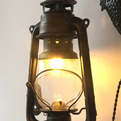 Traditional Vintage Horse Lamp Kettle Iron 1-Light Wall Sconce Lamp For Living Room