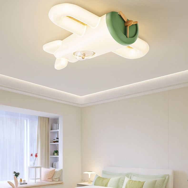 Modern Simplicity Kids Iron PE Plane LED Flush Mount Ceiling Light For Bedroom