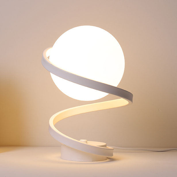 Modern Minimalist Curved Shape Ball Iron Acrylic LED Table Lamp