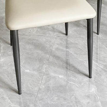 Contemporary Luxury Square Microfiber PU Leather Carbon Steel Dining Chair Backrest For Dining Room