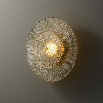 Modern Minimalist Round Glass Copper LED Wall Sconce Lamp For Living Room
