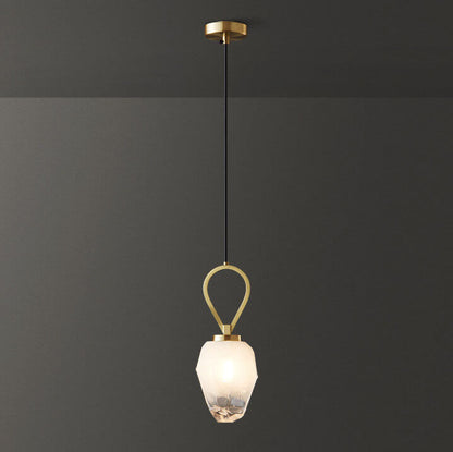 Modern Luxury Brass Geometrical Glass Shade 1-Light Pendant Light For Living Room